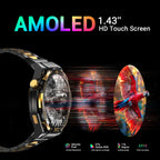 Blackview W90 Pro Smartwatch 1,43" AMOLED Display, Bluetooth Anruffunktion, Herzfrequenzüberwachung, 900 mAh/ 20 Tage Standby, Herren Smartwatch