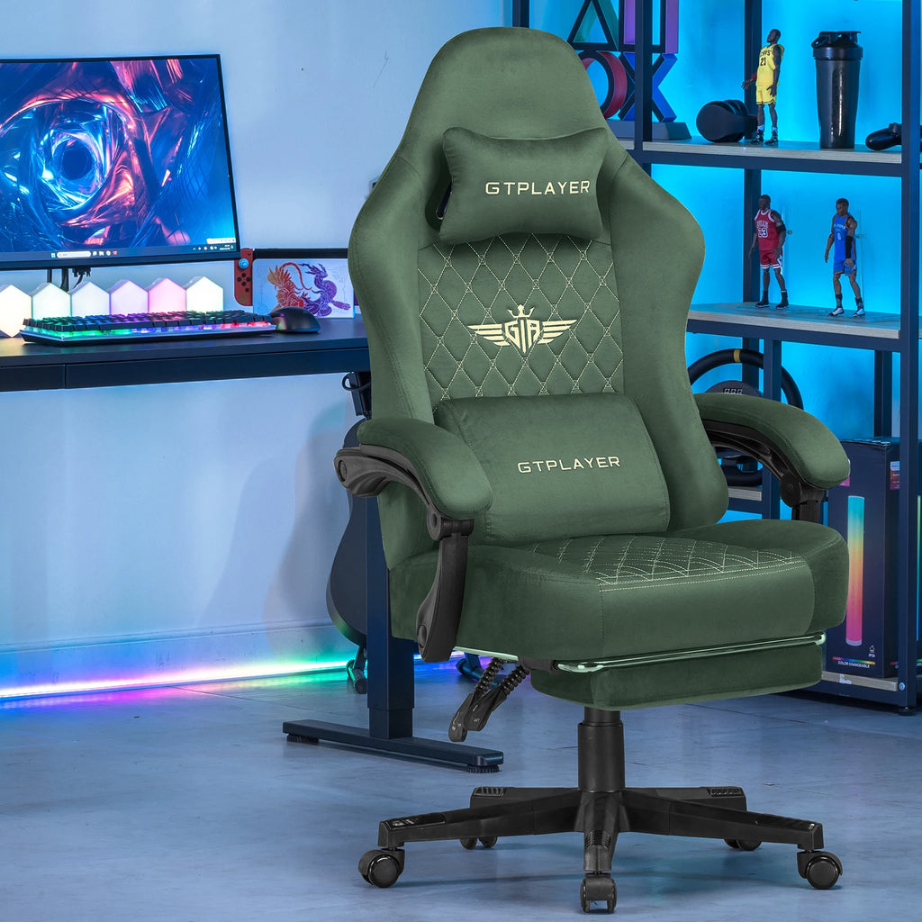 GTPLAYER Gaming-Stoffstuhl, ergonomischer Bürostuhl, PC-Stuhl, verstellbarer und drehbarer Schreibtischstuhl