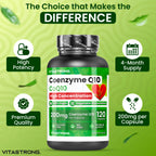 Coenzym Q10 200mg Hochdosiert, 1 Kapsel pro Tag für 4 Monate, 120 CoQ10 Kapseln je 200mg, Q10 Coenzym Premium Qualität, Gluten- & GMO-frei, Nahrungsergänzungsmittel Hergestellt in Italien Zertifiziert