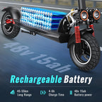 SUNNIGOO 800W Elektroroller für Erwachsene – 25 km/h hohe Geschwindigkeit, 45-55 km große Reichweite, 10 Zoll Offroad-Reifen, faltbarer Pendler-E-Scooter