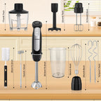 1500W 9-in-1 Stabmixer-Set, 21 Geschwindigkeiten & Turbo, inklusive Schneebesen, Zerkleinerer, Milchaufschäumer & Pürierstab zum Mixen und Pürieren