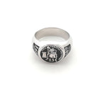 Personalisierter gravierter 17 mm runder Siegelring, gravierte Buchstaben, Logo-Ringe, modischer Kupfer-Schmuck für Herren
