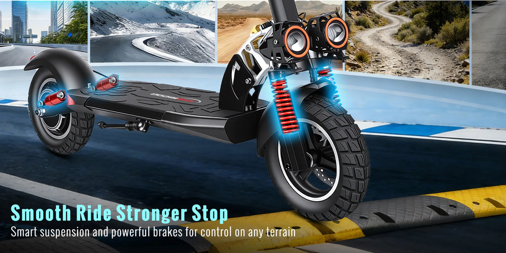 SUNNIGOO 800W Elektroroller für Erwachsene – 25 km/h hohe Geschwindigkeit, 45-55 km große Reichweite, 10 Zoll Offroad-Reifen, faltbarer Pendler-E-Scooter