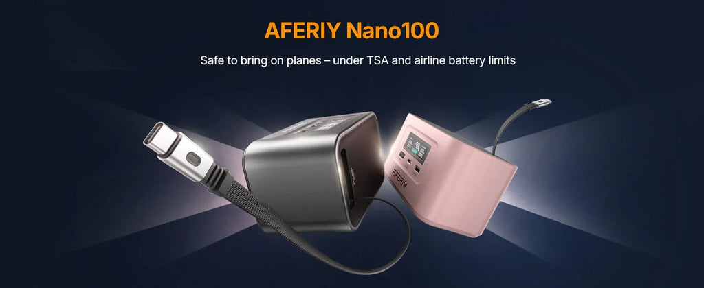 AFERIY Nano100 100W 99.2Wh Portable Power Station, LiFePO4-Akku, 1.5H Schnellladung, Dual 100W PD, mit Typ-C Kabel