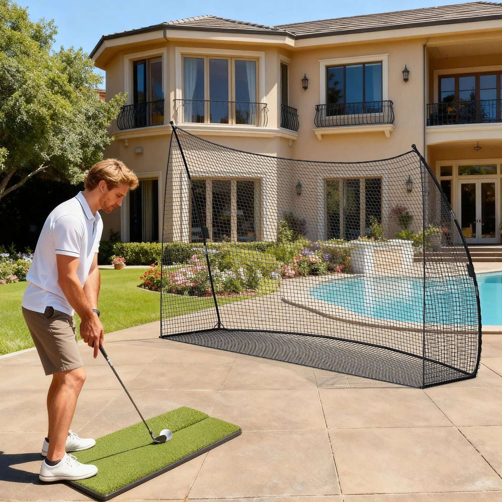 Golf-Übungsnetz, strapazierfähiges Golf-Trainingsnetz mit Tragetasche, Stahlrahmen und reißfestem PE-Gewebe für Garten und Außenbereich Hauptbild