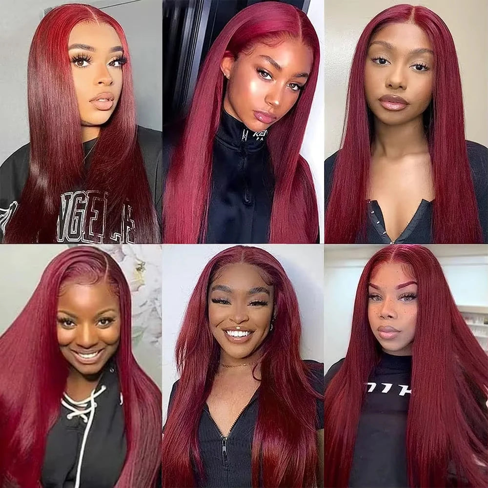 Weinrot #99J Remy Echthaar Weave 16-28 Zoll lang, seidig glatt, unbehandeltes reines brasilianisches Haar, Haartressen-Extensions für Frauen