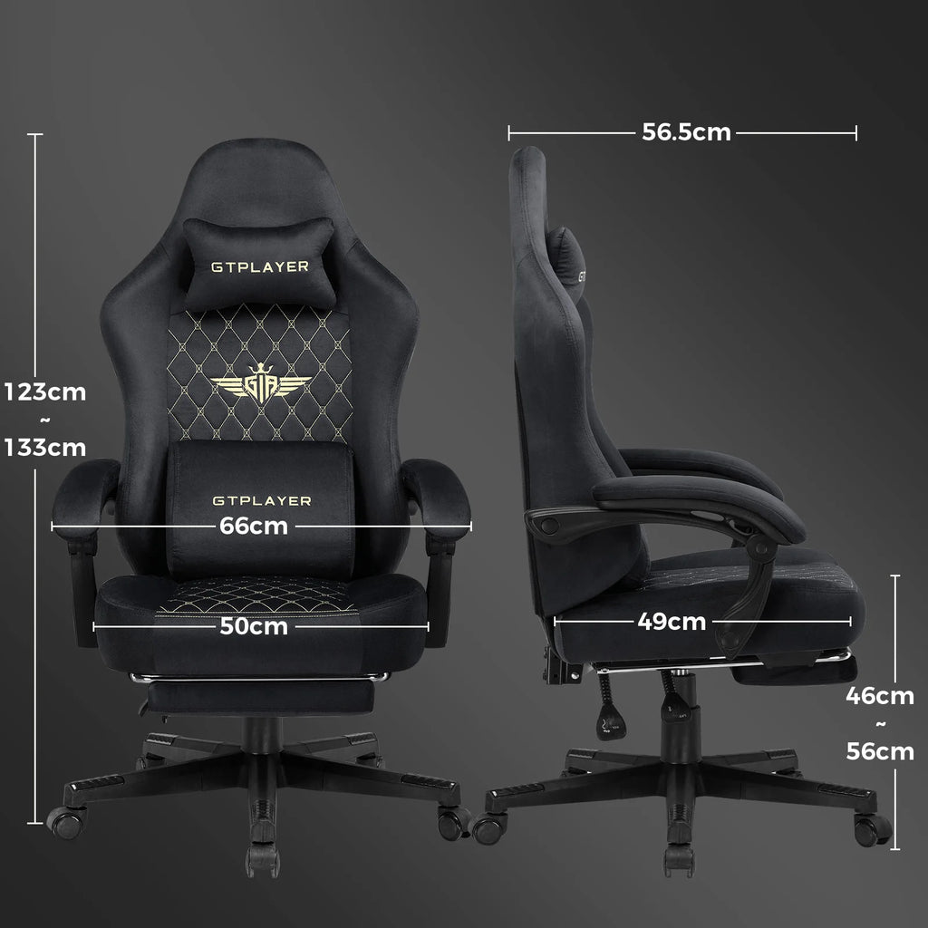 GTPLAYER Gaming-Stoffstuhl, ergonomischer Bürostuhl, PC-Stuhl, verstellbarer und drehbarer Schreibtischstuhl