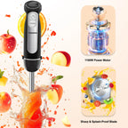 1500W 9-in-1 Stabmixer-Set, 21 Geschwindigkeiten & Turbo, inklusive Schneebesen, Zerkleinerer, Milchaufschäumer & Pürierstab zum Mixen und Pürieren