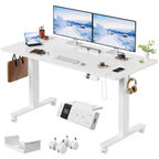 Devoko Elektrischer Schreibtisch, höhenverstellbar, 140x80 mit Rollen, Typ-C, Memory-Steuerung, Antikollision