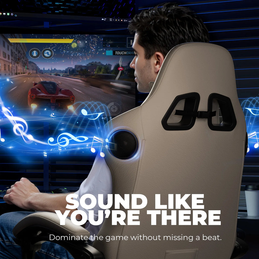 GTPLAYER Gaming Stuhl Ergonomischer Gaming-Sessel Bürostuhl PC Fußstütze Lautsprecher Musik Bürostuhl bis 150 kg