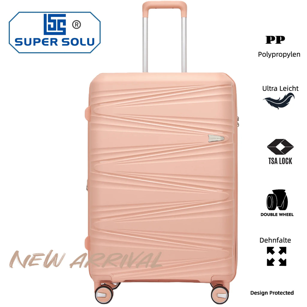SUPER SOLU Berlin series: XL 28 inch/74 cm hard case expandable, PP easily weight suitcase with water-repellent zipper, TSA & 360 ° double roll premium check luggage 106L-shipping from DE