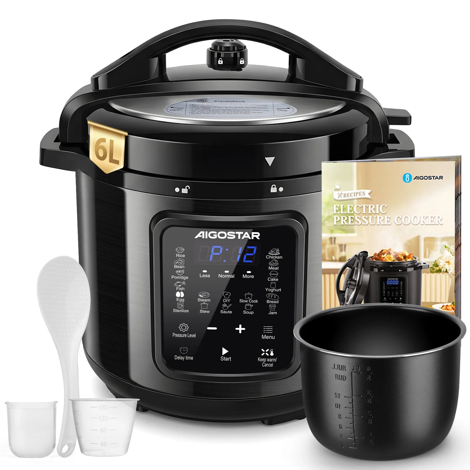 Aigostar Electric Pressure Cooker 6L, 18-in-1 Multi-Cooker with Color Recipe Book, 1000W Pressure Cooker for Families Hauptbild