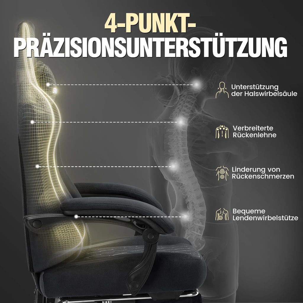 GTPLAYER Gaming-Stoffstuhl, ergonomischer Bürostuhl, PC-Stuhl, verstellbarer und drehbarer Schreibtischstuhl
