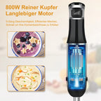 6-in-1 Handheld-Stabmixer – Edelstahl-Stabmixer mit 5 Geschwindigkeiten, Zerkleinerer, Schneebesen und Milchaufschäumer