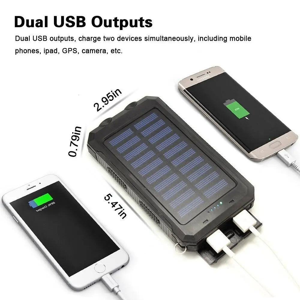 10000000mAh Solar Powerbank 2USB LED Akku Ladegerät für Mobiltelefone