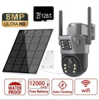 4K 8MP Dual-Objektiv PTZ Solarkamera Dual-Screen PIR Menschliche Verfolgung Outdoor WIFI Sicherheits-CTV Überwachungs-IP-Kamera