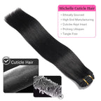 Clip-in Echthaar Extensions Glatt 100% Remy Echthaar Clip-in Extensions Unsichtbare Nahtlose Clip-ins Haarverlängerung 8 Stück Natur