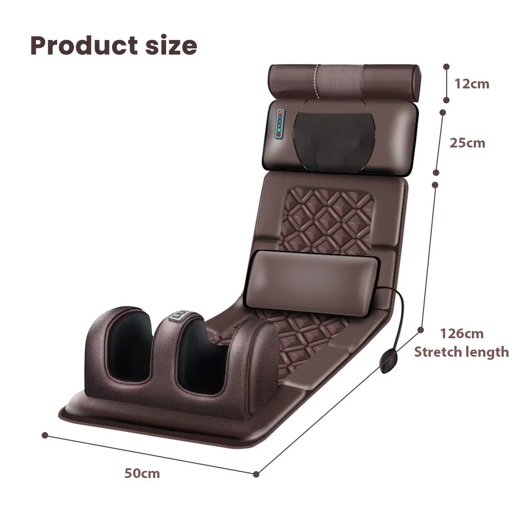 3D Elektrische Massage-Matratze Einstellbare Vibrations-Heizungs-Massageauflage für Nacken, Rücken, Füße, Körper, Schmerzlinderung, Stressabbau, Körperentspannung