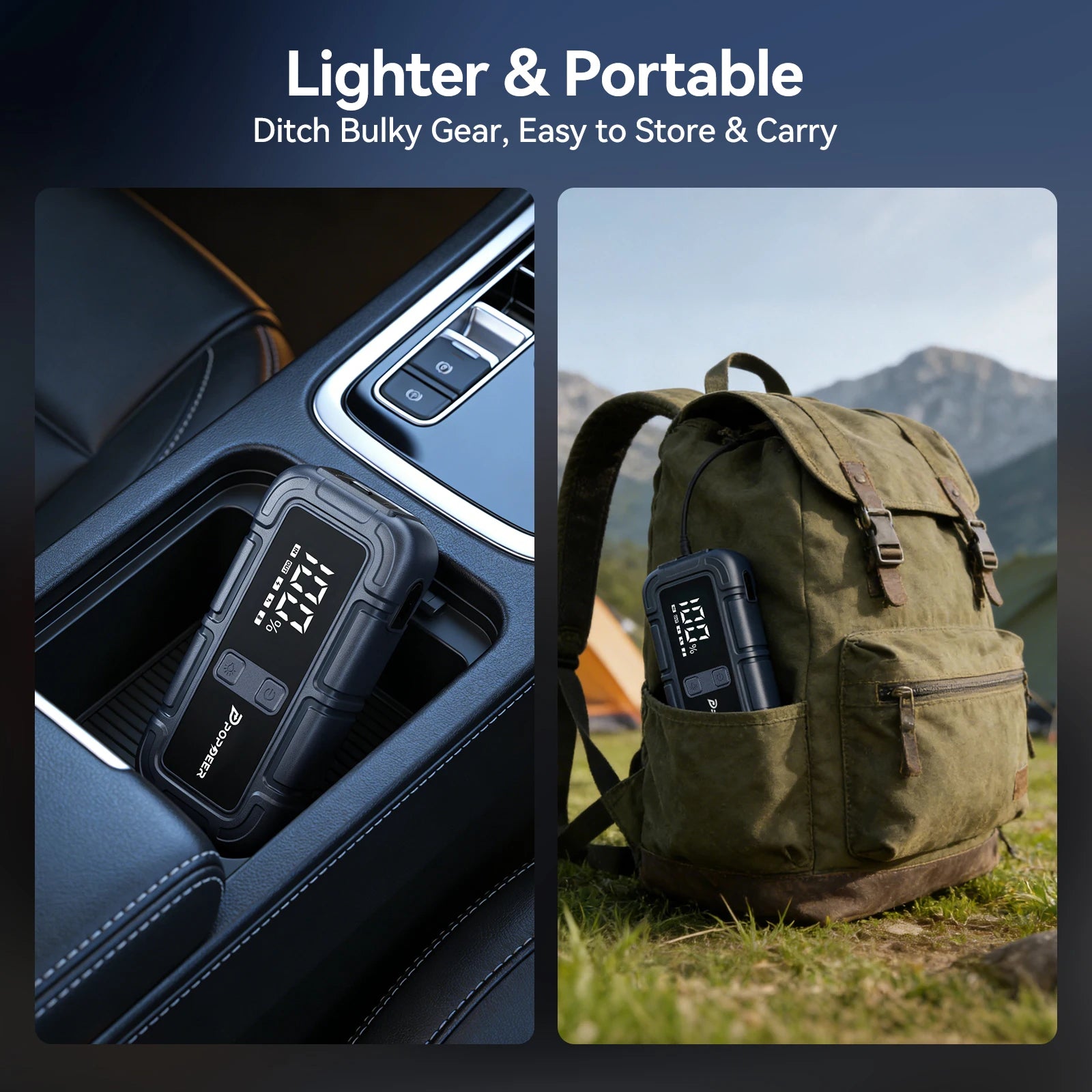 POPDEER PD-J06 4000A Starthilfe, 12V Auto Starthilfe mit LCD-Display Dual USB für 10.0L Benzin/8.0L Diesel LKW Wohnmobil Boot