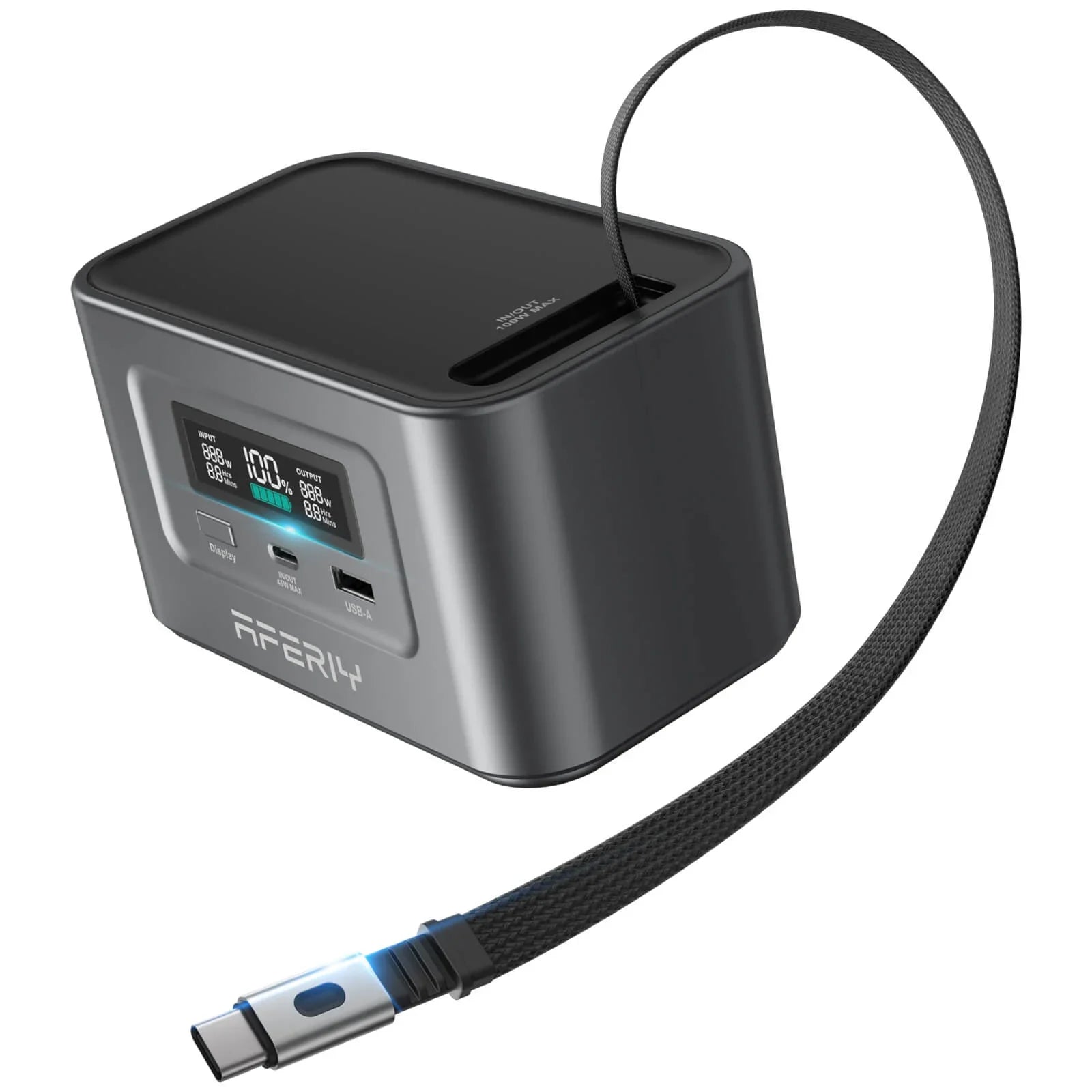 AFERIY Nano100 100W 99.2Wh Portable Power Station, LiFePO4-Akku, 1.5H Schnellladung, Dual 100W PD, mit Typ-C Kabel