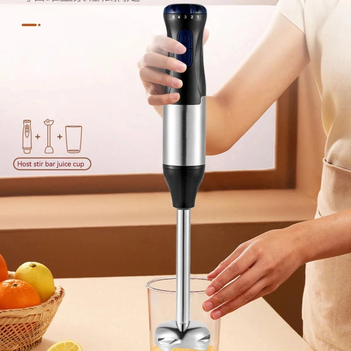 1000W Hochleistungs-4-in-1-Handmixer, Multifunktions-Edelstahlmixer, Gemüse- und Fleischhacker, Schneebesen und Eierschläger, Smoothie- und Milchshake-Set, Babynahrungszubereiter, Elektrischer Küchenmixer für Zuhause, All-in-One-Fleischwolf