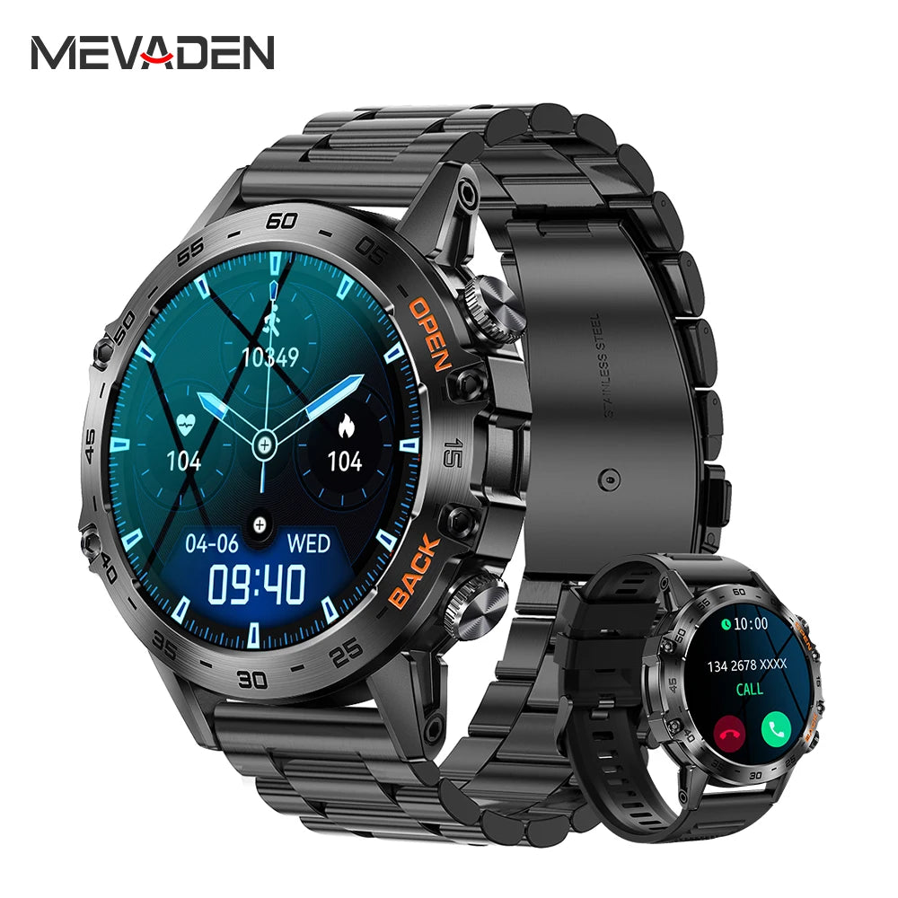 MEVADEN Steel 1.39 inch Men Luxury Smart Watch Bluetooth Call Sport Fitness Tracker Health Monitor Smartwatch for Male MD52 Main image