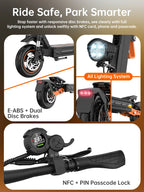 NFC Fynzo S11 Fold E-Scooter 1100W 15.6Ah 45km/h Max Speed Dual Suspension 10" Tubeless Tires 60km Range Front Suspension Fork