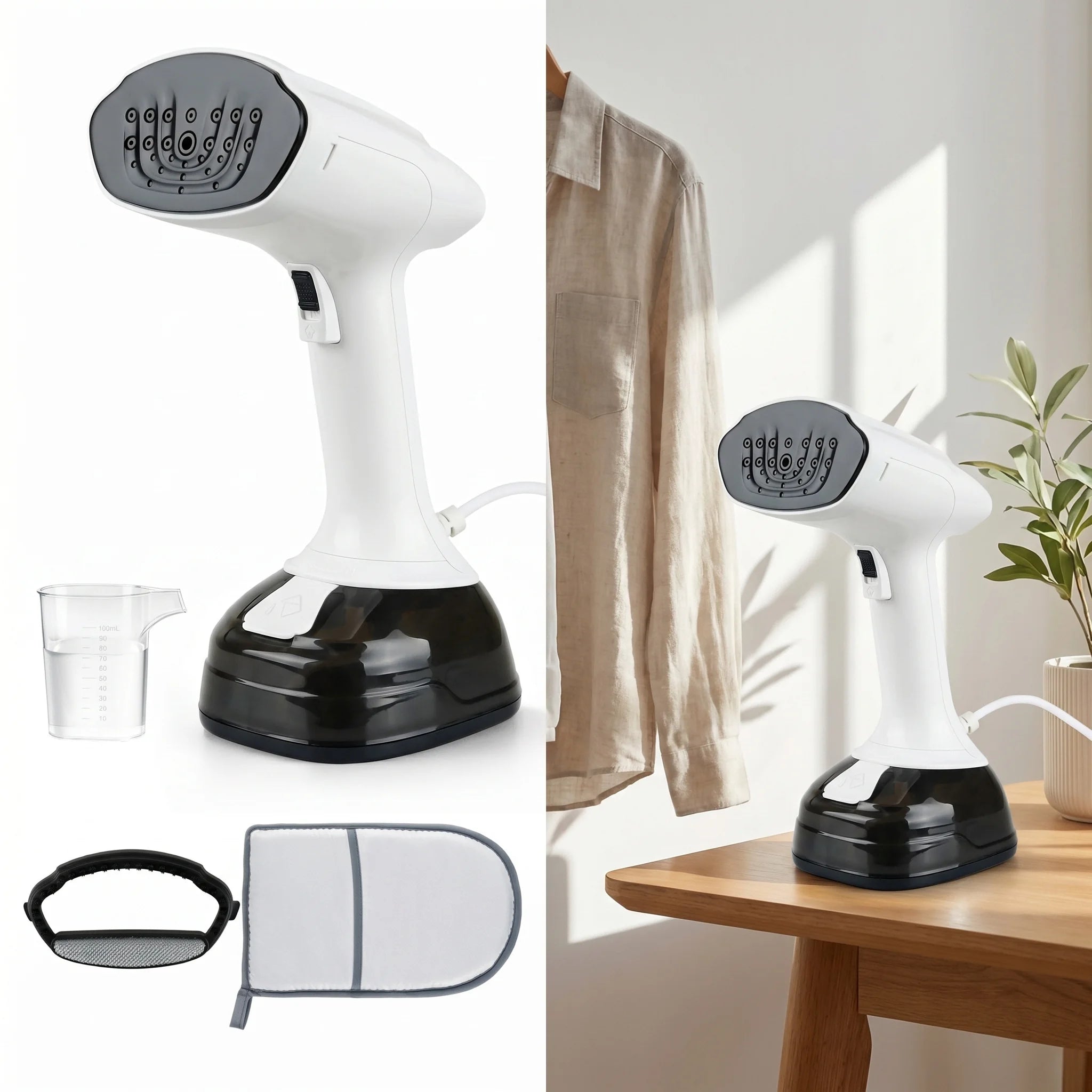 Tragbarer Dampfglätter 1800W Handdampfbügeleisen, 3 einstellbare Stufen 25-35g/min, Dampfbürste mit 400ml abnehmbarem Wassertank, 20s schnelle Aufheizzeit, für Reisen & Zuhause, Faltenentferner für Kleidung Hauptbild