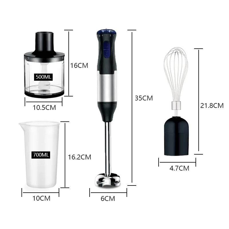 1000W Hochleistungs-4-in-1-Handmixer, Multifunktions-Edelstahlmixer, Gemüse- und Fleischhacker, Schneebesen und Eierschläger, Smoothie- und Milchshake-Set, Babynahrungszubereiter, Elektrischer Küchenmixer für Zuhause, All-in-One-Fleischwolf Hauptbild
