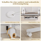 Devoko Elektrischer Schreibtisch, höhenverstellbar, 140x80 mit Rollen, Typ-C, Memory-Steuerung, Antikollision