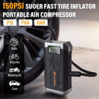POPDEER PD-JA3 5000A 4-in-1 Starthilfe, 150PSI Luftkompressor, 12V QC 3.0 Powerbank mit LCD-Display, 10L Benzin/8L Diesel