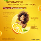 Vitastrong Vitamin C 1000mg Hochdosiert – 200 Tabletten, 100% Vegan, Retard-Ascorbinsäure zur Immununterstützung, für gesunde Haut, zur Verringerung von Müdigkeit und zur Kollagenbildung