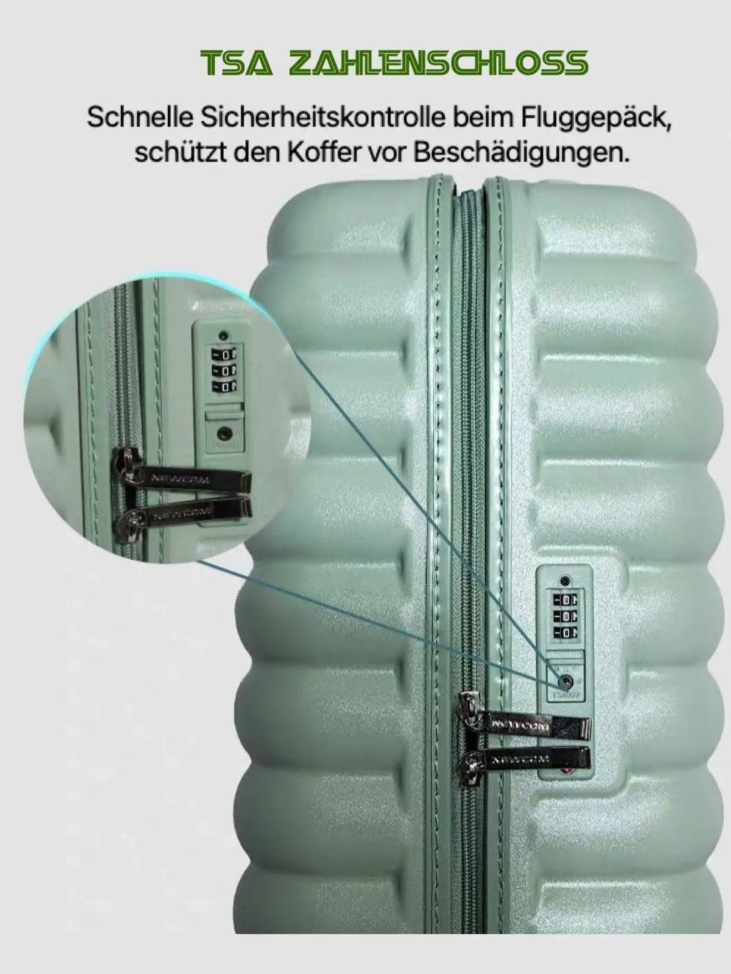 SUPER SOLU Koffer (18 Zoll Handgepäck/22 Zoll Aufgabegepäck, separat wählbar), PC+ABS leichter Trolley mit antibakteriellem Nanosilber-Griff, TSA-Schloss, Organizer-Innenfächer, tragbarer Ventilator – Versand aus Deutschland