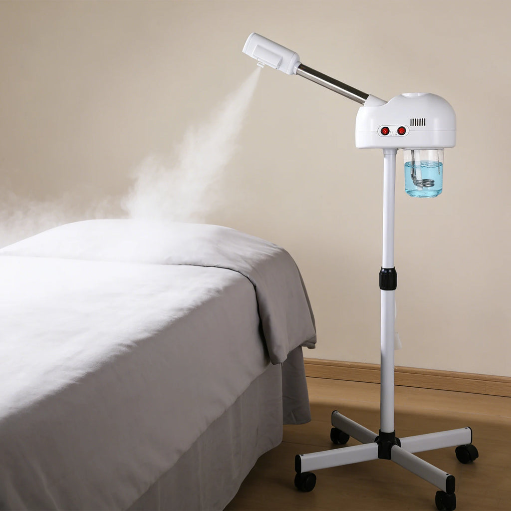 700ml 800W 2-in-1 Ozon-Gesichtsdampfer Gesichtsbefeuchtungsgerät Dichter Nebel Schnelle Vernebelung Hohe Kapazität Drehbarer Düse für Salon Beauty Spa