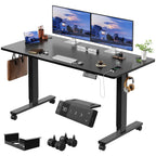 Devoko Elektrischer Schreibtisch, höhenverstellbar, 140x80 mit Rollen, Typ-C, Memory-Steuerung, Antikollision