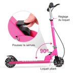 Kinder E-Scooter mit LED-Lichtern & leicht faltbarer Roller, Tri-Slider Speeder Push Scooter mit verstellbarem Lenker