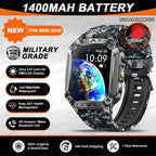 2026 TANK Neue 1400mAh Militär GPS Smartwatch Herren 2.01" AMOLED-Bildschirm 10ATM Wasserdichte Uhr SOS Anruf Taschenlampe Smartwatch iOS