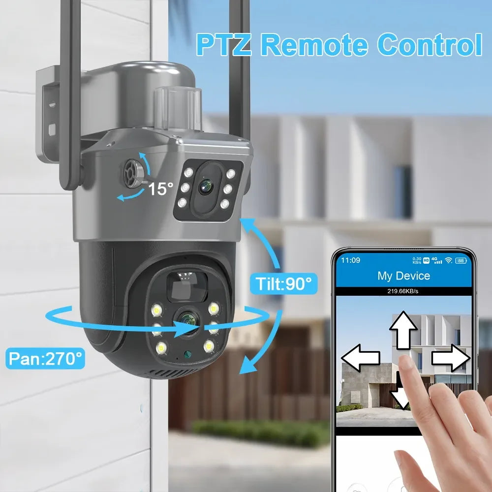 4K 8MP Dual-Objektiv PTZ Solarkamera Dual-Screen PIR Menschliche Verfolgung Outdoor WIFI Sicherheits-CTV Überwachungs-IP-Kamera