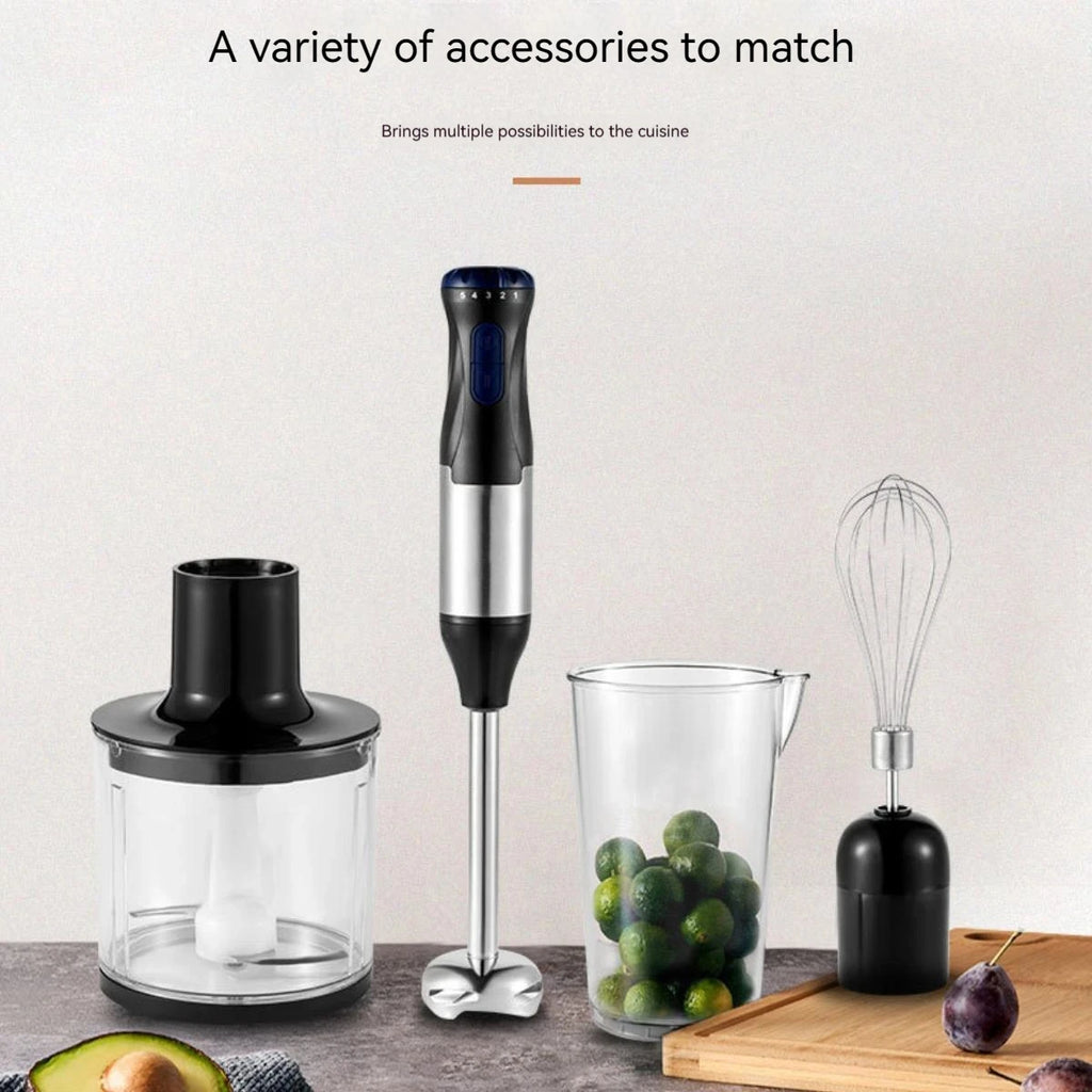 1000W Hochleistungs-4-in-1-Handmixer, Multifunktions-Edelstahlmixer, Gemüse- und Fleischhacker, Schneebesen und Eierschläger, Smoothie- und Milchshake-Set, Babynahrungszubereiter, Elektrischer Küchenmixer für Zuhause, All-in-One-Fleischwolf
