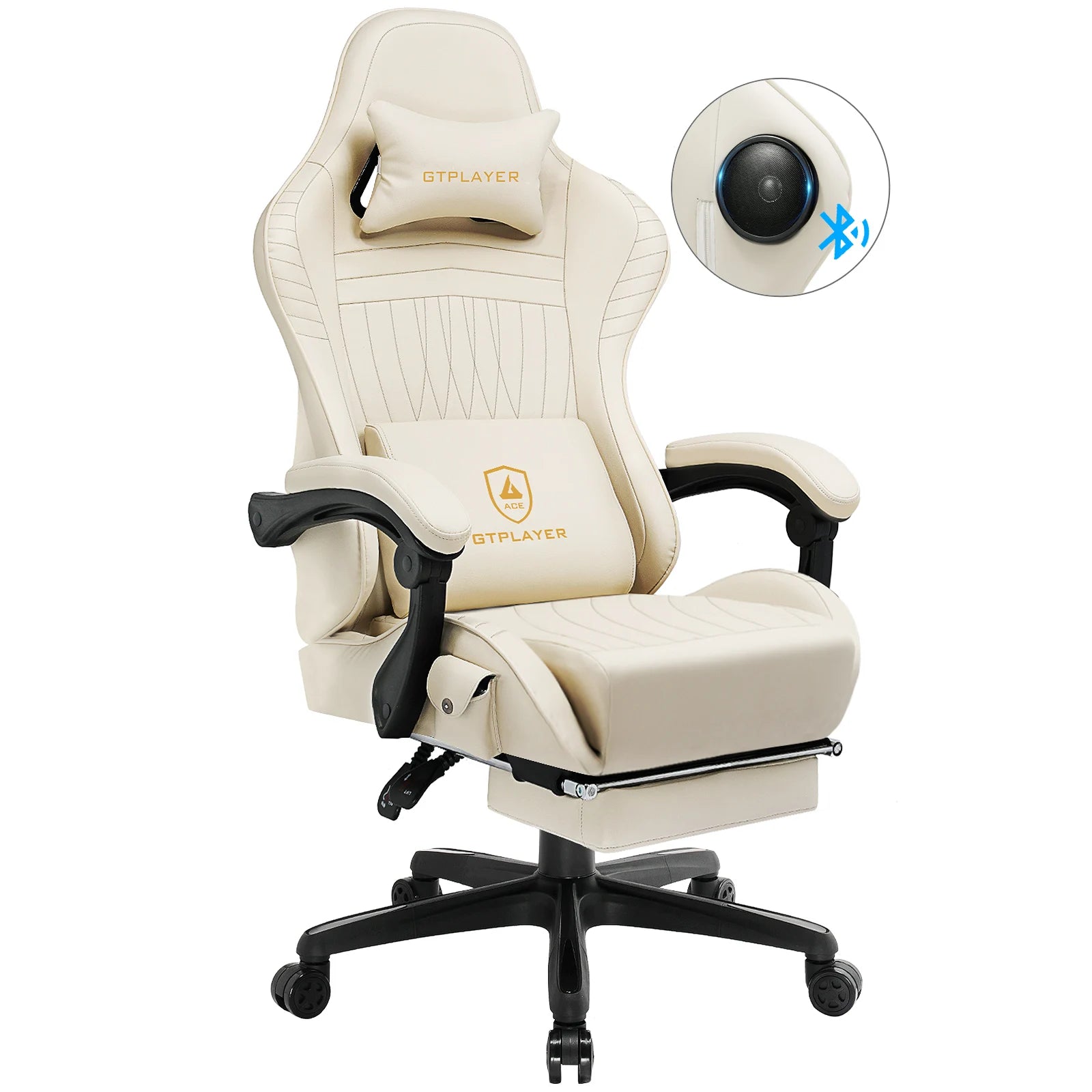 GTPLAYER Gaming Stuhl Ergonomischer Gaming-Sessel Bürostuhl PC Fußstütze Lautsprecher Musik Bürostuhl bis 150 kg