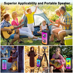 Kabelloser Bluetooth-Lautsprecher, Karaoke-Maschine mit 2 Mikrofonen, Karaoke-Partylautsprecher für Zuhause mit LED-Licht