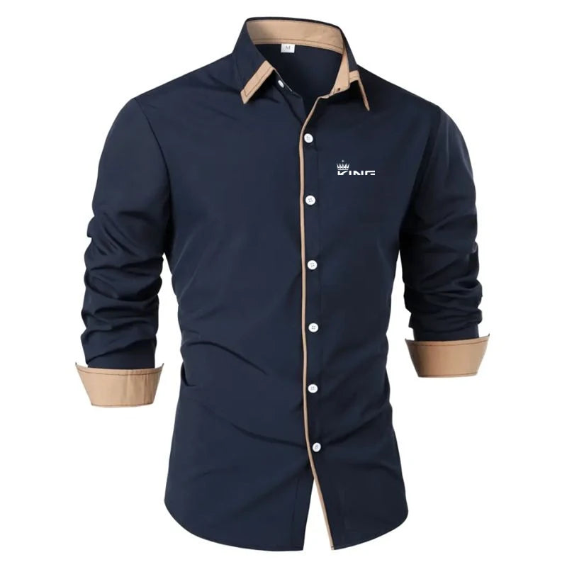 Herren Hemd Businesshemd Freizeithemd Button-Down-Hemd Abschlussballhemd Uni Formell Langarm Revers Ganzjährig Herrenbekleidung