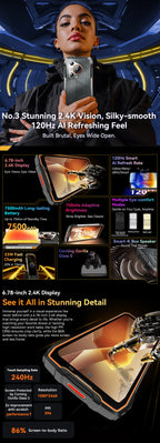 Blackview BL7000 KI 5G Outdoor-Smartphone Android 15, MTK 6300, 6,78" FHD+ 120Hz, 7500mAh/33W, Robustes Smartphone Dual SIM NFC/IP69K
