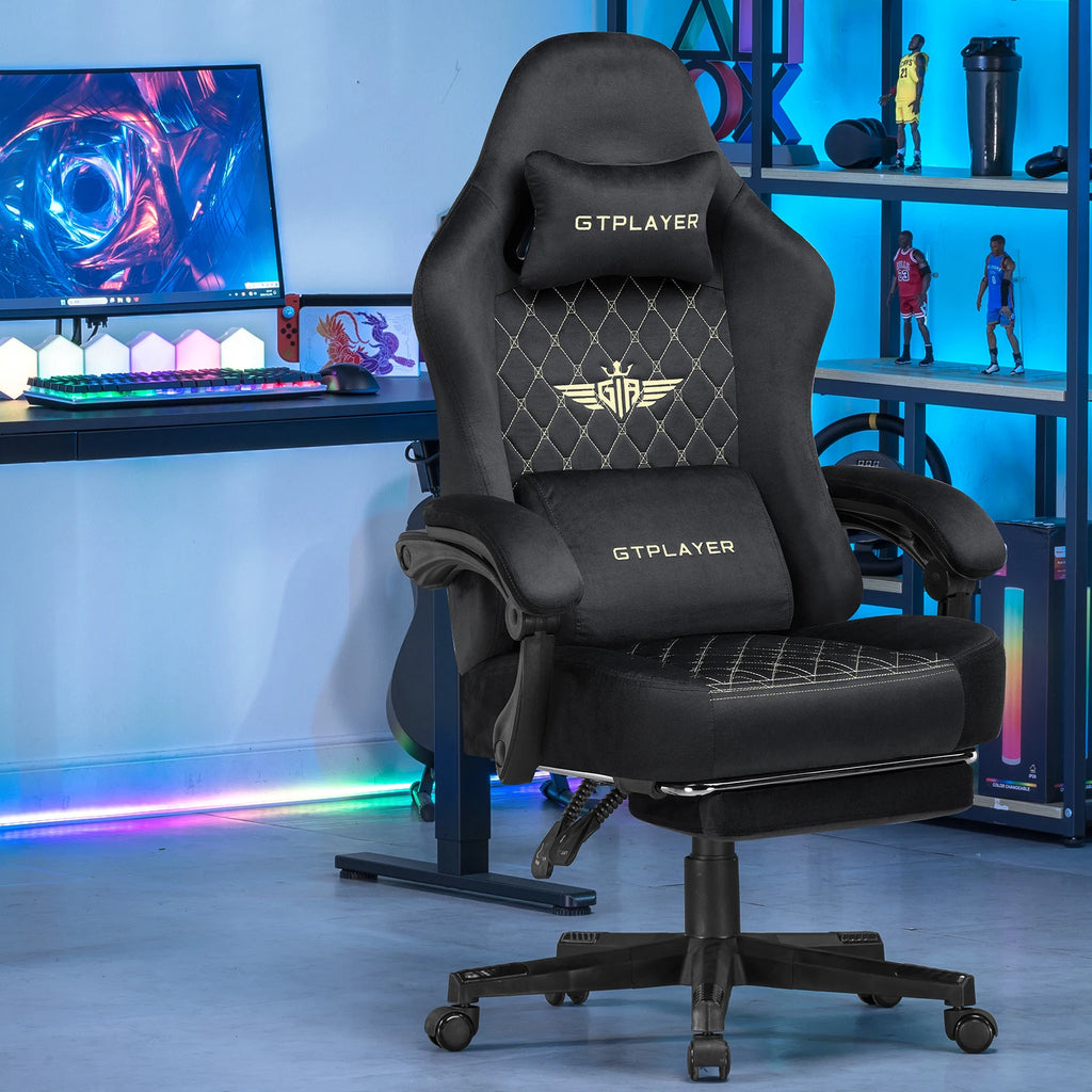 GTPLAYER Gaming-Stoffstuhl, ergonomischer Bürostuhl, PC-Stuhl, verstellbarer und drehbarer Schreibtischstuhl