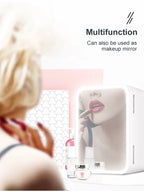 4L Mini Refrigerator Multifunction Cosmetics Cosmetic Dormitory Cooler Fridge Dual-use for Home Car Small Portable Fridge Mirror