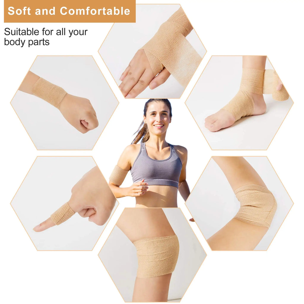 10 Rollen Medizinischer Klebeverband Elastisches Atmungsaktives Sport-Selbstklebeband Beige Wickelband für Finger Handgelenk Knöchel Erste Hilfe