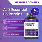 Vitamin B Komplex hochdosiert, 180 Tabletten Vitamine Gruppe B Biotin, Thiamin B1, Riboflavin B2, Vitamin B3 Niacin, B5 Pantothensäure, B6, Vitamin B12 und Folsäure