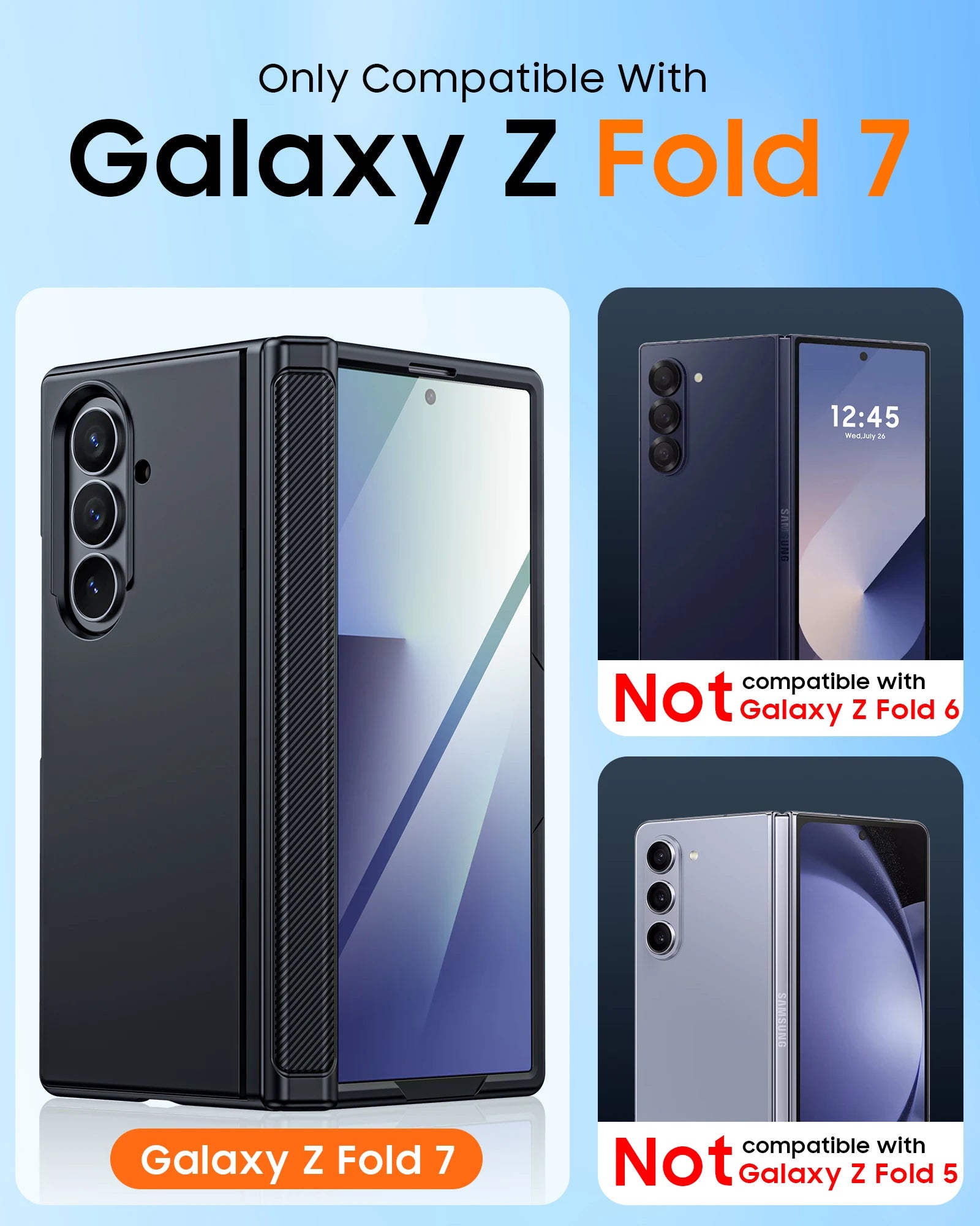 Geeignet für Magsafe, Scharnierschutz, Displayschutz, integrierter versteckter Ständer, schlanke, stoßfeste Handyhülle für Galaxy Z Fold 7 – Schwarz