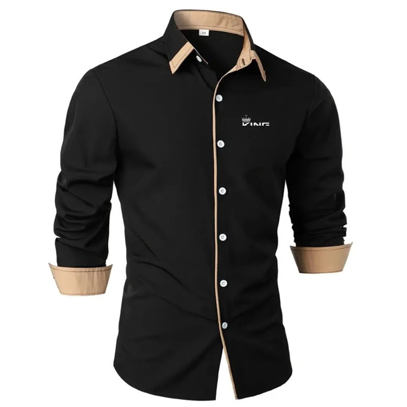 Herren Hemd Businesshemd Freizeithemd Button-Down-Hemd Abschlussballhemd Uni Formell Langarm Revers Ganzjährig Herrenbekleidung