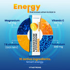 Vitastrong Magnesium & Kalium 10-in-1 Formel - 24 Sticks mit Vitamin C und B-Vitaminen, Orangengeschmack, Saccharose-frei, GMO-frei, Gluten-frei